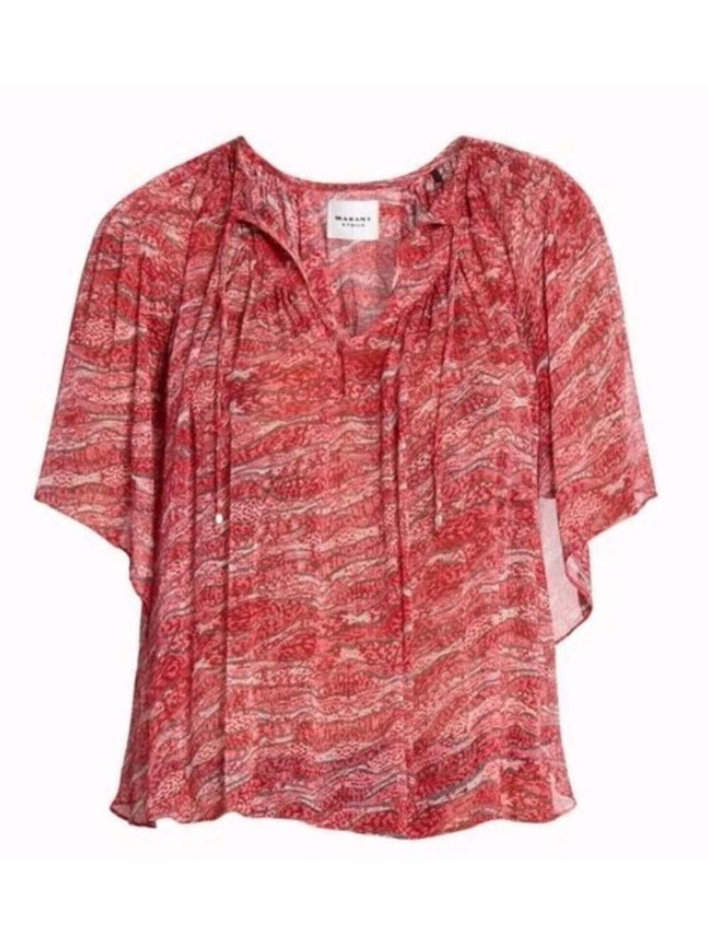 NWT Isabel Marant Etoile Neslya Printed Georgette Top, Size 38